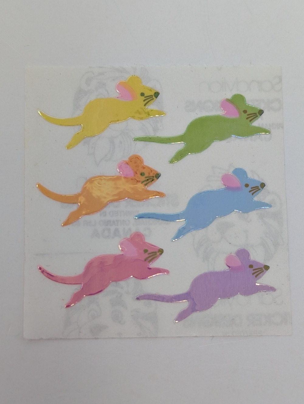 Sandylion Vintage Stickers Mice Rats Rainbow Holographic